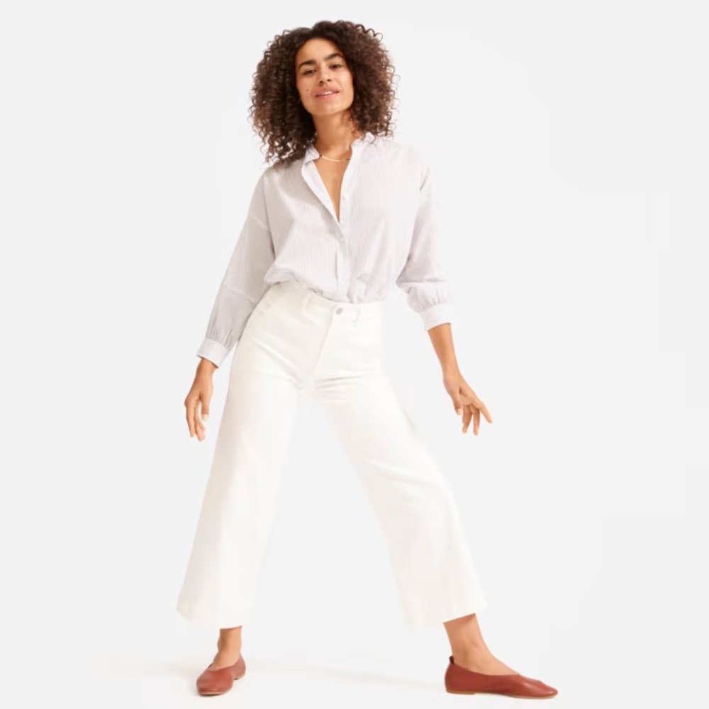Everlane Wide-Leg Crop Pants - Bone -Size 00
